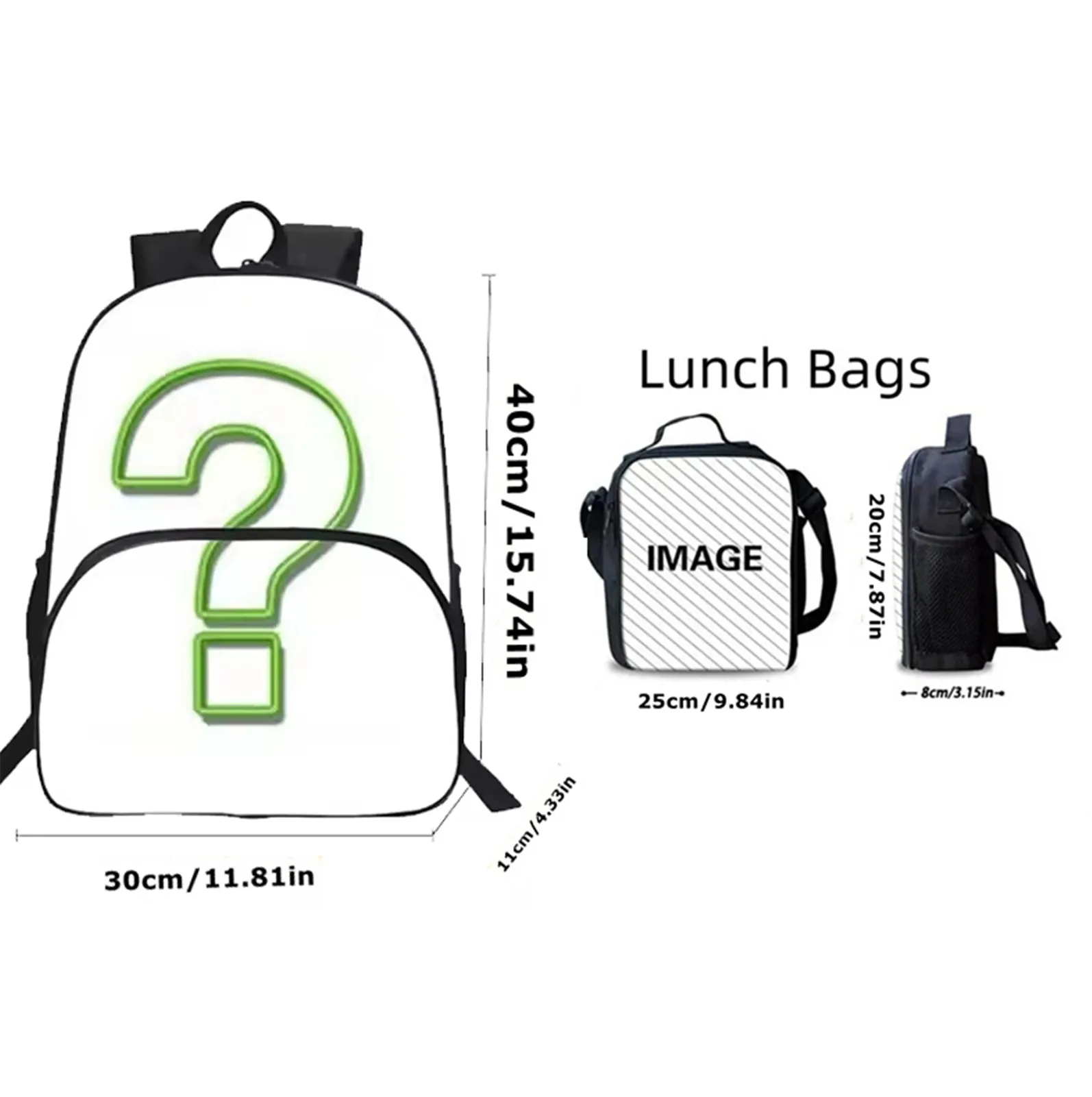 Unisex Children We Bare Bears Large Book Bag 2 in 1 Set-Multifunction Backpack with Reusable Lunch Box for Girls