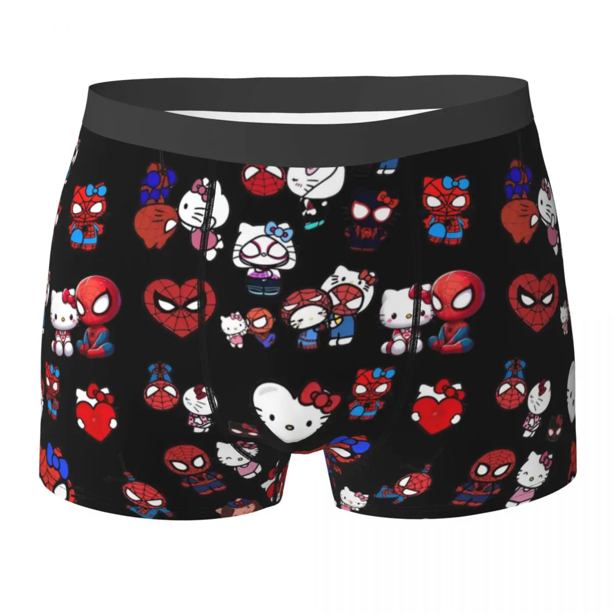 Sanrio Hello Kitty Cartoon Spiderman Underwear Men Boxer Brief Elastic Boxer Shorts Trenky Printed Plus Size Panties