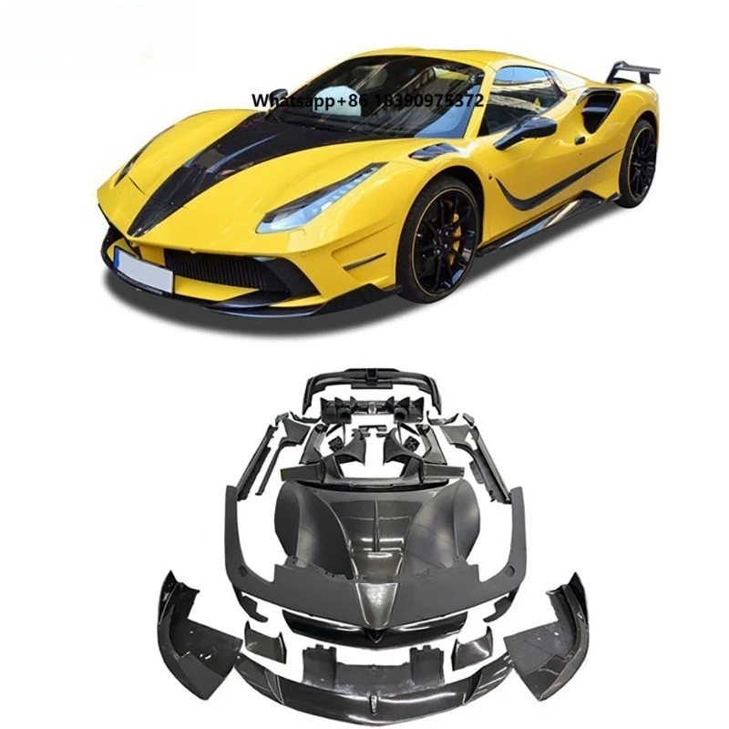 Dry Carbon Fiber Front Lip Bumper Side Skirts Rear Diffuser Spoiler Rear Wing for 488 Upgrade MSY Style Car Accessories