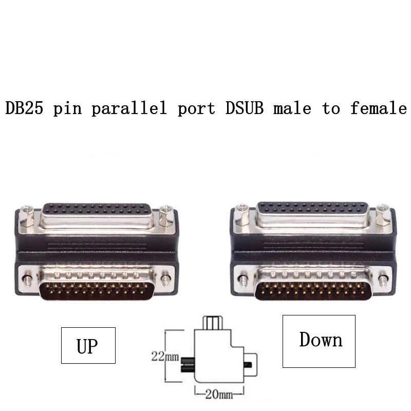 DSUB Parallel LPT AES/EBU DB25pin 9pin 15pin  Male Nut to Female Screw Extension Adapter DB Connector Up 90 Degree Angled