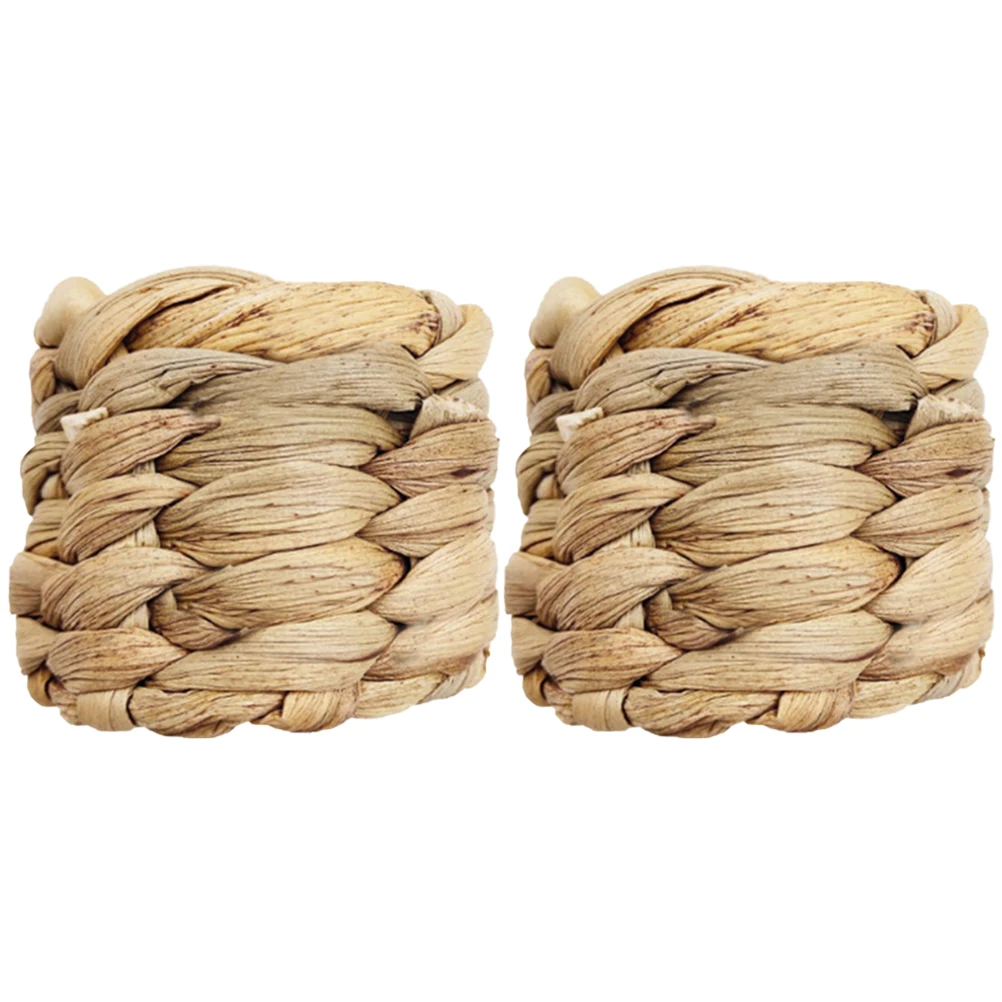 

2Pcs Woven Napkin Rings Rustic Farmhouse Decorations Handcrafted Serviette Holders for Holiday Parties Napkin Rings