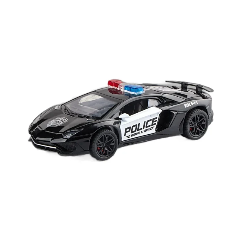 Lamborghini-coche de policía de LP750-4 para niños, vehículo de juguete de Metal fundido a presión, Colección A899, 1:32