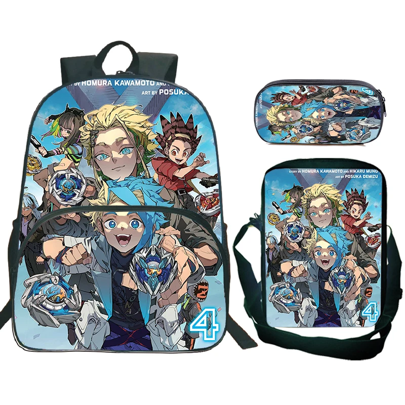 3pcs/set Beyblade X Printed School Backpack Girls Boys Cartoon Schoolbag Teenager Travel Bag Anime Children Bookbag Mochila