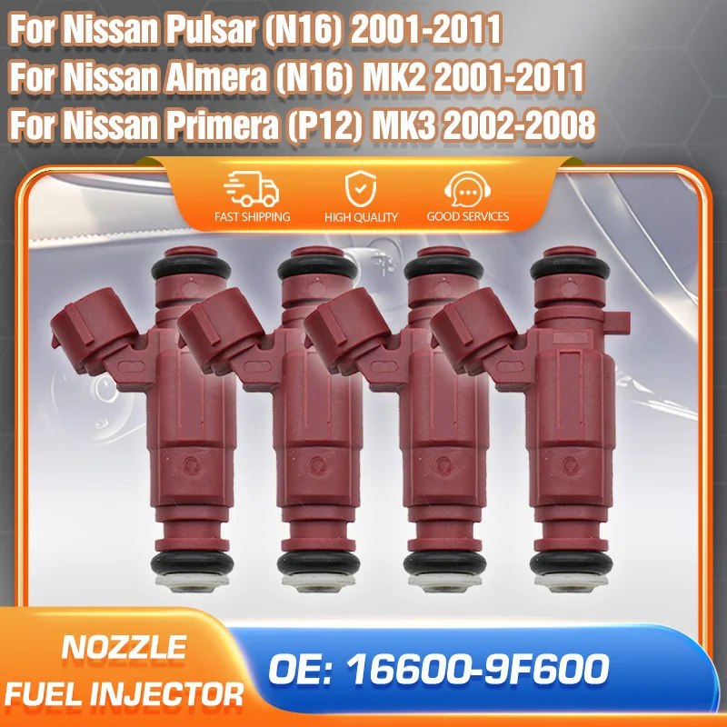 

Car Fuel Injector Nozzle Kit For Nissan Almera Nissan Pulsar N16 2001-2011 Nissan Primera P12 2002-2008 16600-9F600 0280155940