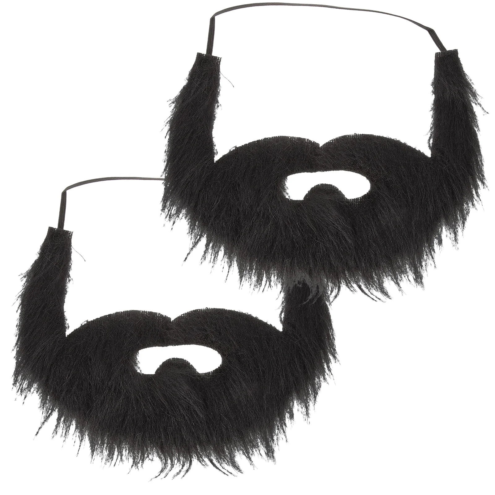 2 Pcs Fake Beard Carnival Prop Cosplay Supply Props Decorative Mustache Flannel