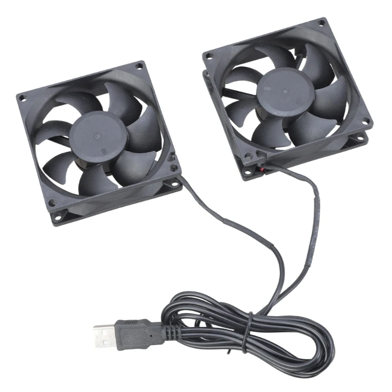 

8CM 8025 USB Powered Double Cooling Fan 5V 1.5W for Electronics and Pet Houses