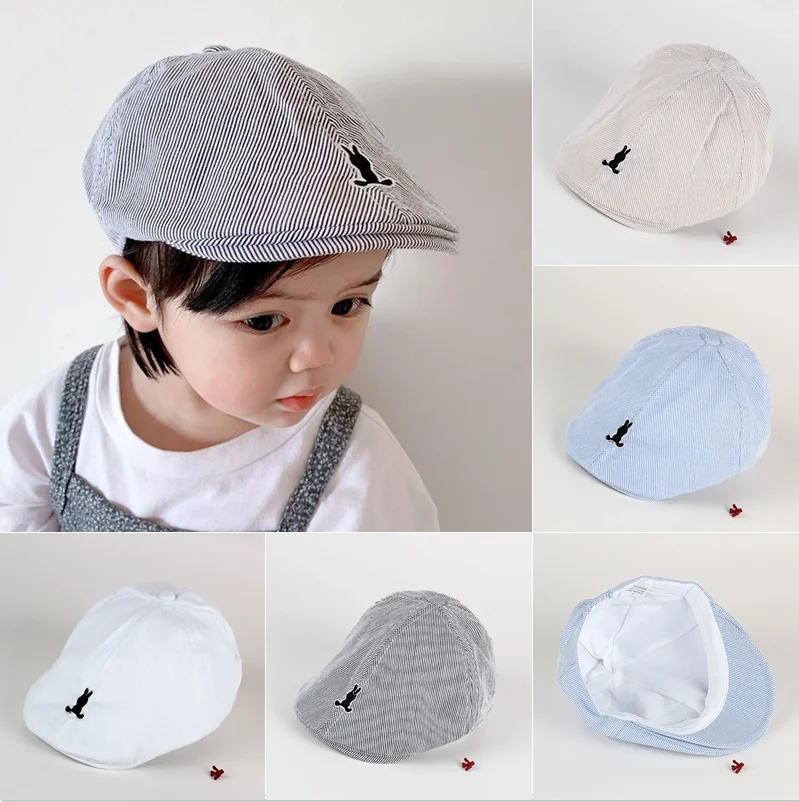 Koreaanse Effen Kleur Kinderen Baretten Streep Katoen Dunne Mode Eenvoudige Kinderen Hoeden & Caps Berretto Baby Caps Voor Jongens Meisjes