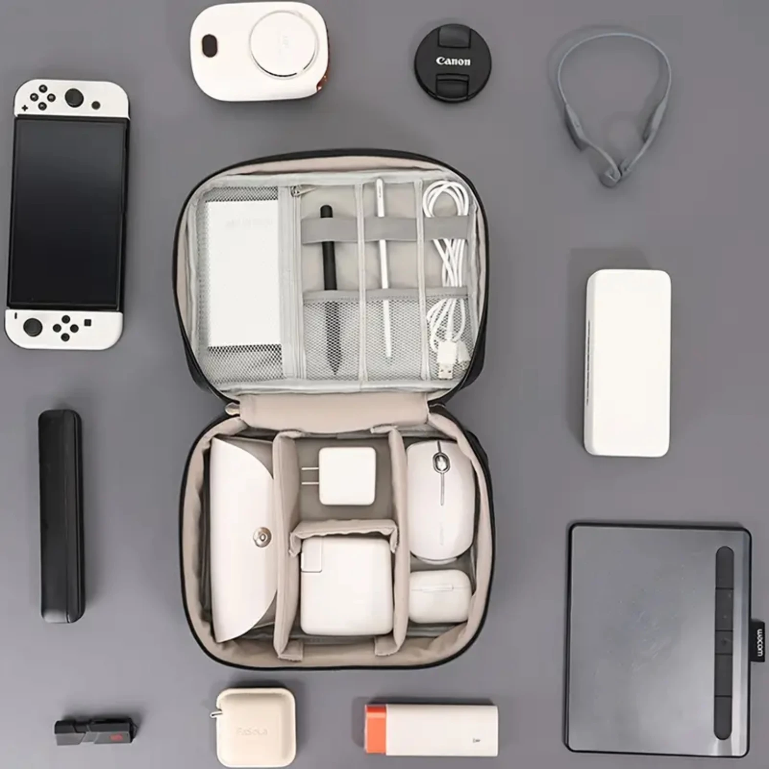 

Organize Your Essentials with this Compact, Portable On-the-Go Storage Bag - Easily Accessible for Cables, Cords, SD Cards, and