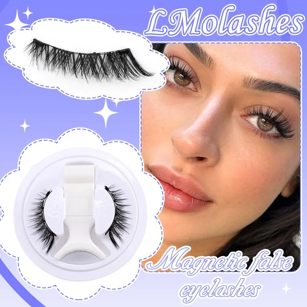Faux cils magnétiques sans colle, 1 paire, réutilisables, aspect naturel 3D, en Faux vison, avec pincettes magnétiques, pour femmes