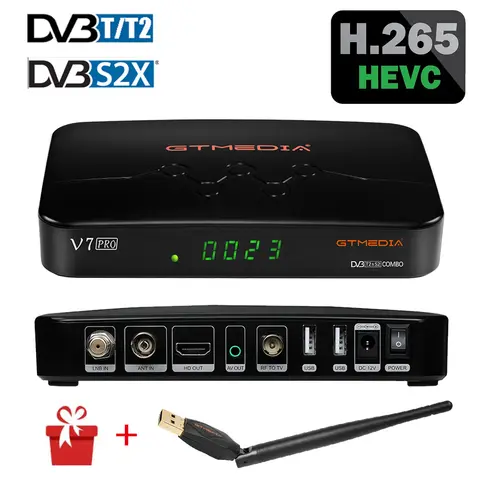 좋은 V7 Pro 지상파 수신기 위성 TV 수신기 FHD DVB-S2 T2 콤보 H.265 메인 10 CCAM CA 카드 재고 이탈리아 스페인