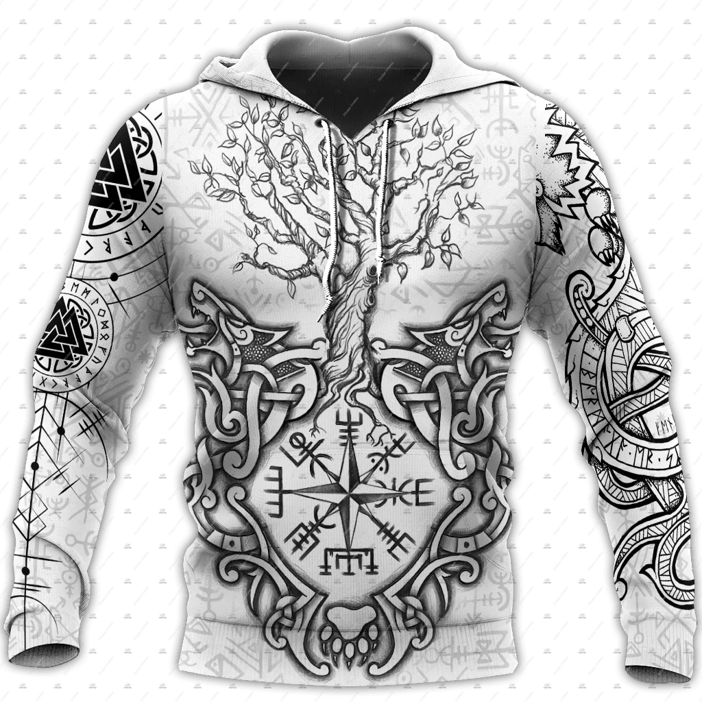 Benutzerdefinierte Name Valhalla Gott Odin Krieger Wolf Fenrir Tattoo Vintage Retro Unisex 3DPrint Harajuku Pullover Casual Jacke Hoodies 13