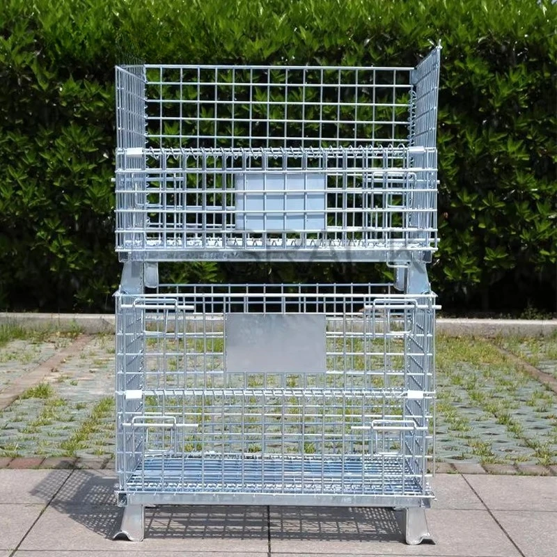 Space Saving Heavy Duty Galvanized Steel Welded Mesh Cage High Capacity Warehouse Pallet Storage for Wholesale