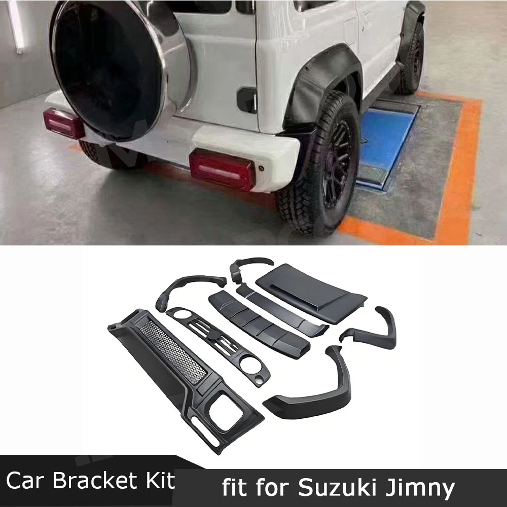 

JMCARCOOL For Suzuki Jimny Jimny 2016-2023 Car Front bumper Lip diffuser engine hood Side Fender Set Wide Body Kits