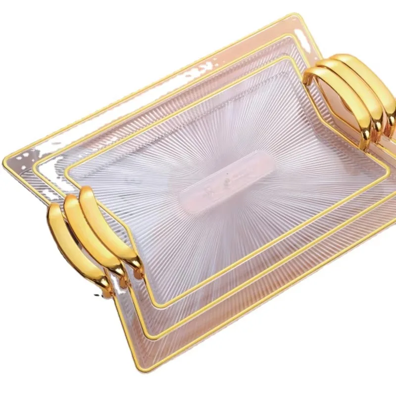 

3-piece Set Plastic Fruit Dried Dish Tray Acrylic Crystal Dessert Plates Serving Transparent Creative Home Candy Plate