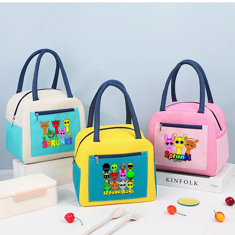 Sprunki الاطفال أكياس الغداء النساء الرجال حقيبة للحفاظ على البرودة لعبة الكرتون الرسم طباعة عبوة طعام الدفء والبارد سعة كبيرة هدايا الحفلات #1