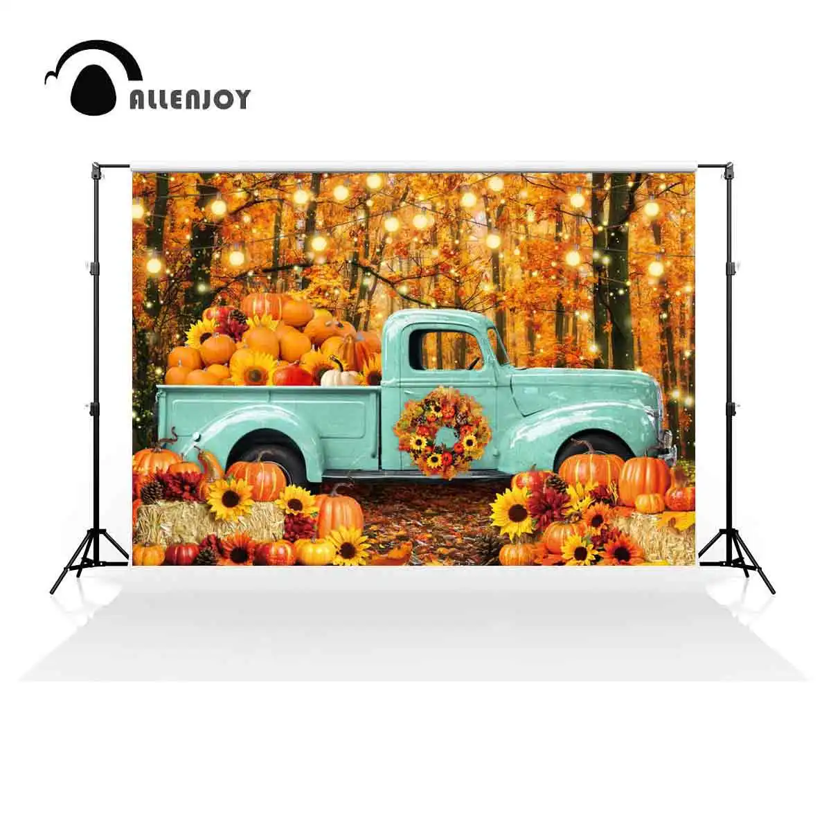 Allenjoy Autumn Forest Blue Truck Backdrop