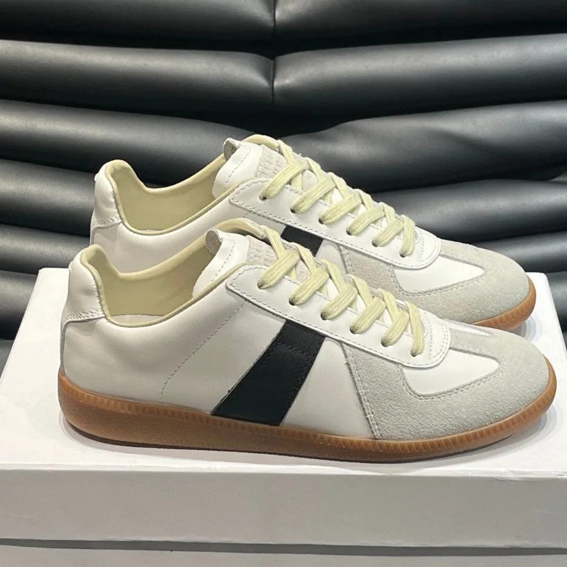 

Summer Trendy Retro Men's Casual Sneakers Versatile Comfortable Patchwork Training Shoes Round Toe Lace-Up Flats Sports Shoes