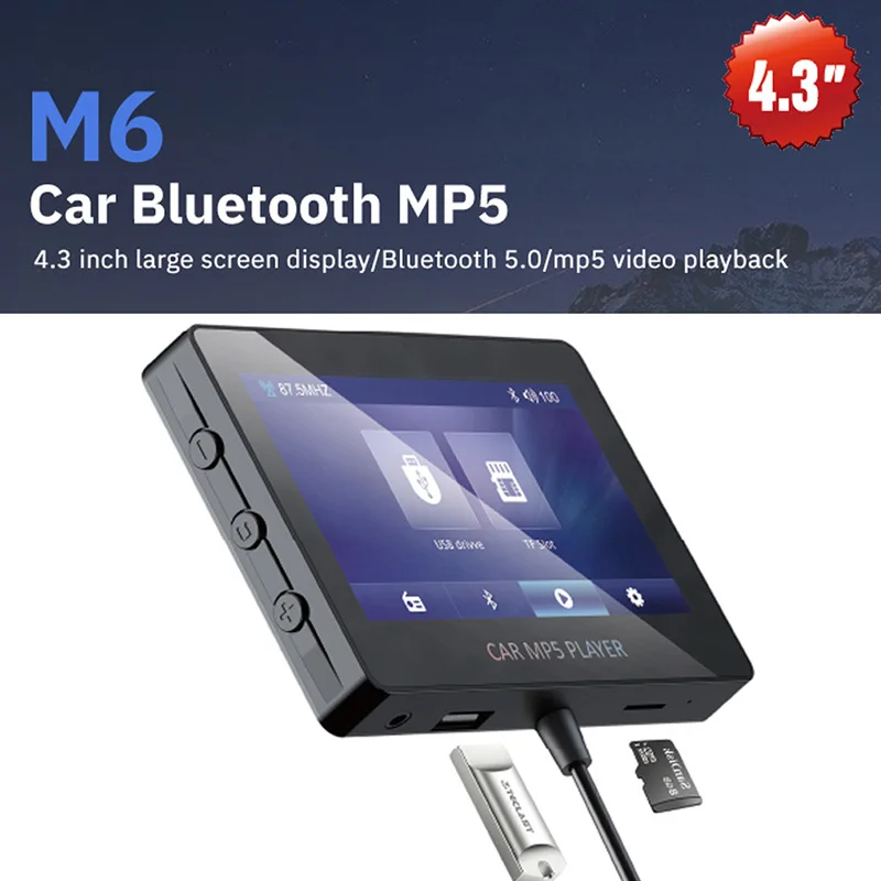 Auto Bluetooth MP5-Player 4,3 Zoll Großbild-Auto MP5-Wählanruf TF-Karte USB-Wiedergabe Navigation Rundfunk