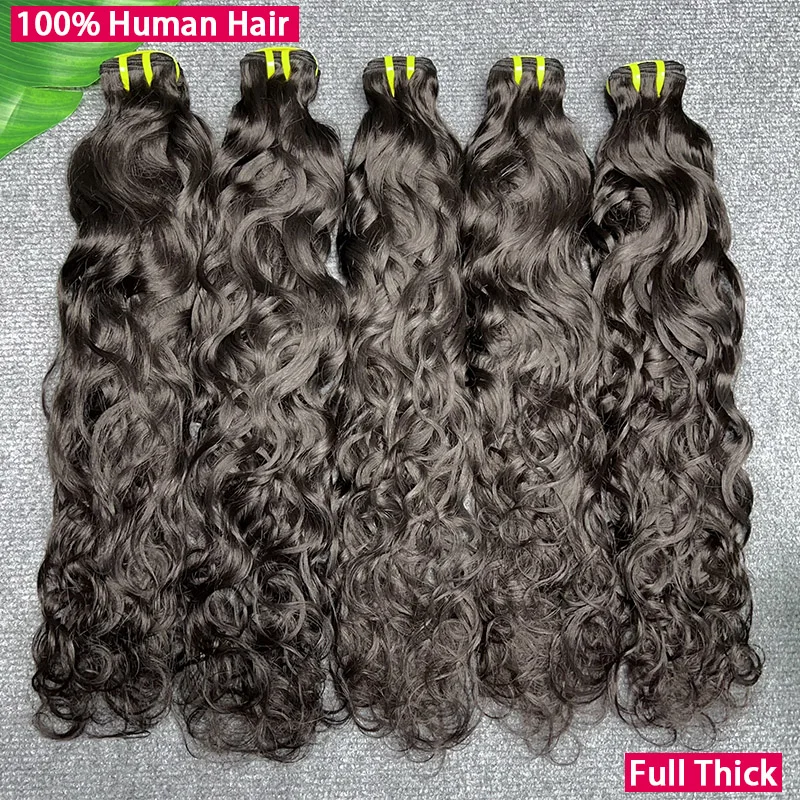 Natural Wave 100% Human Hair Bundles Vietnamese Raw Virgin Hair Extensions Unprocessed Water Wave Double Weft Natural Color #1B