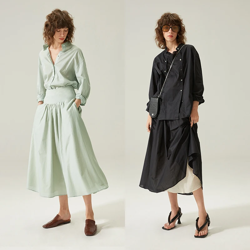 

RuiEE Свободная рубашка из шелка и льна, двусторонняя, со съемными пуговицами, воротник-стойка, длинный рукав, офисный стиль, однотонная, летняя, 202