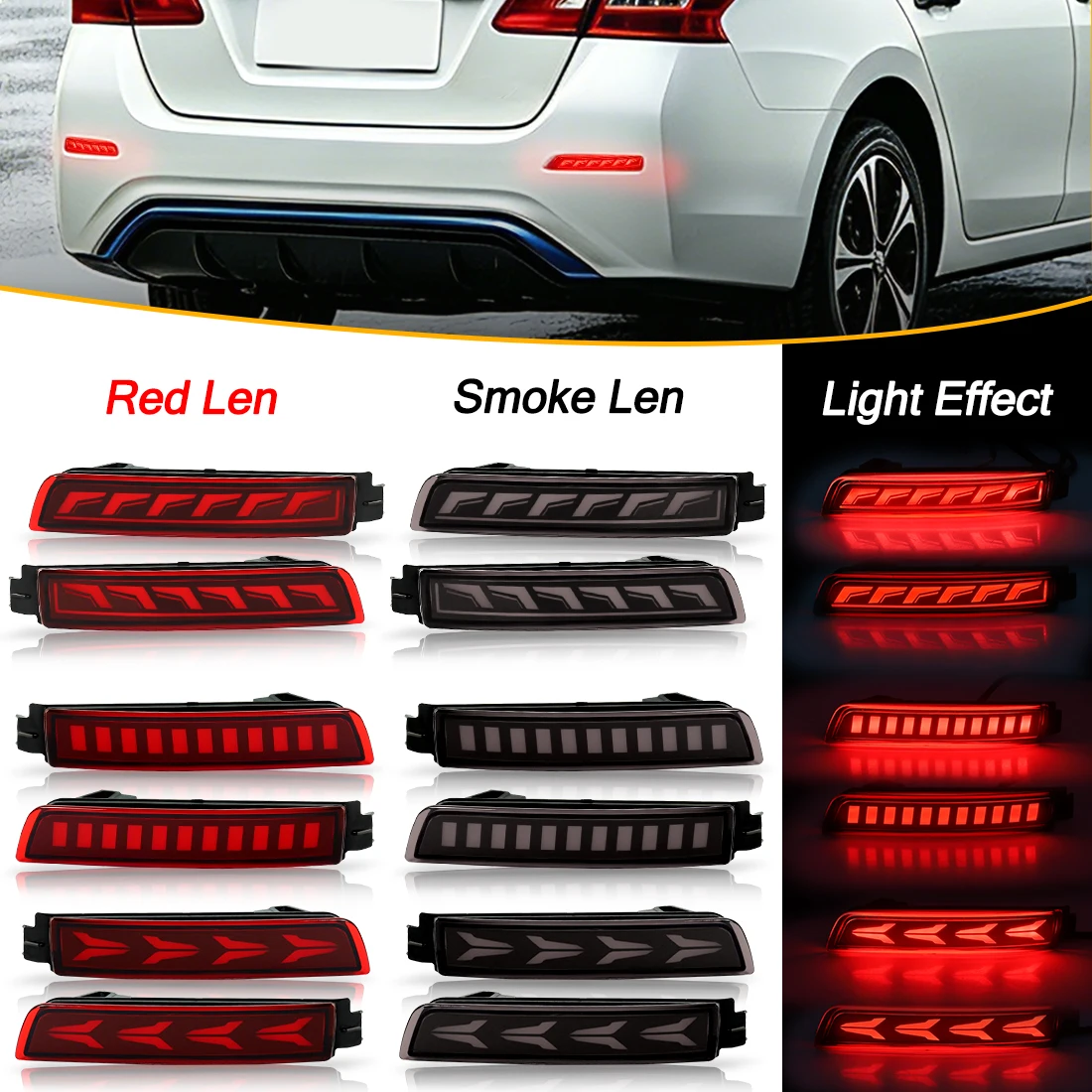 Feu arrière réflecteur LED pour Nissan Kicks Sentra Juke Murano Quest Terra pour Infiniti ESQ QX FX 2009-2018, feu stop de pare-chocs arrière