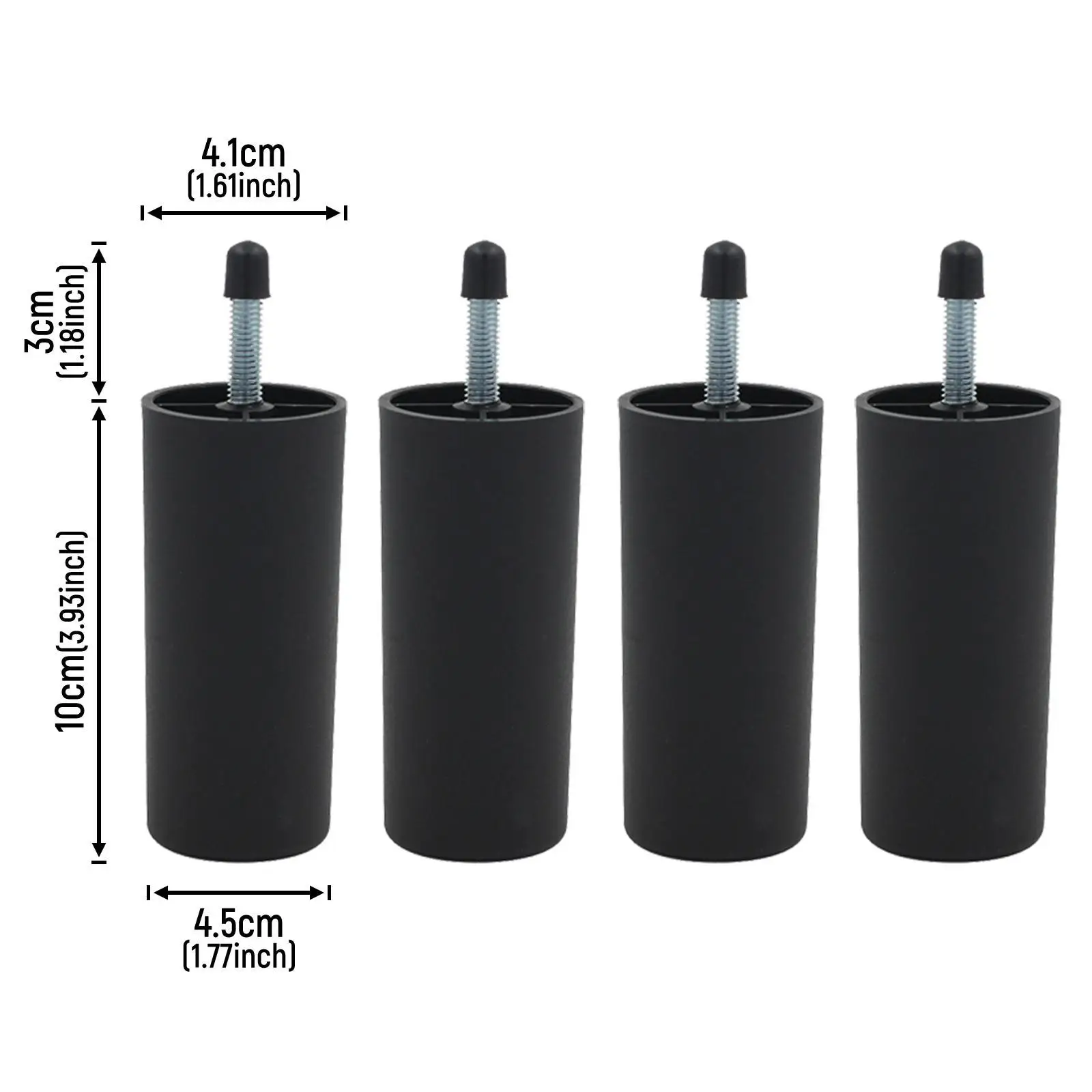 Adjustable Plastic Bed Riser Round Sofa Leg Set for Full Size Upholstered Platform Bed Frame