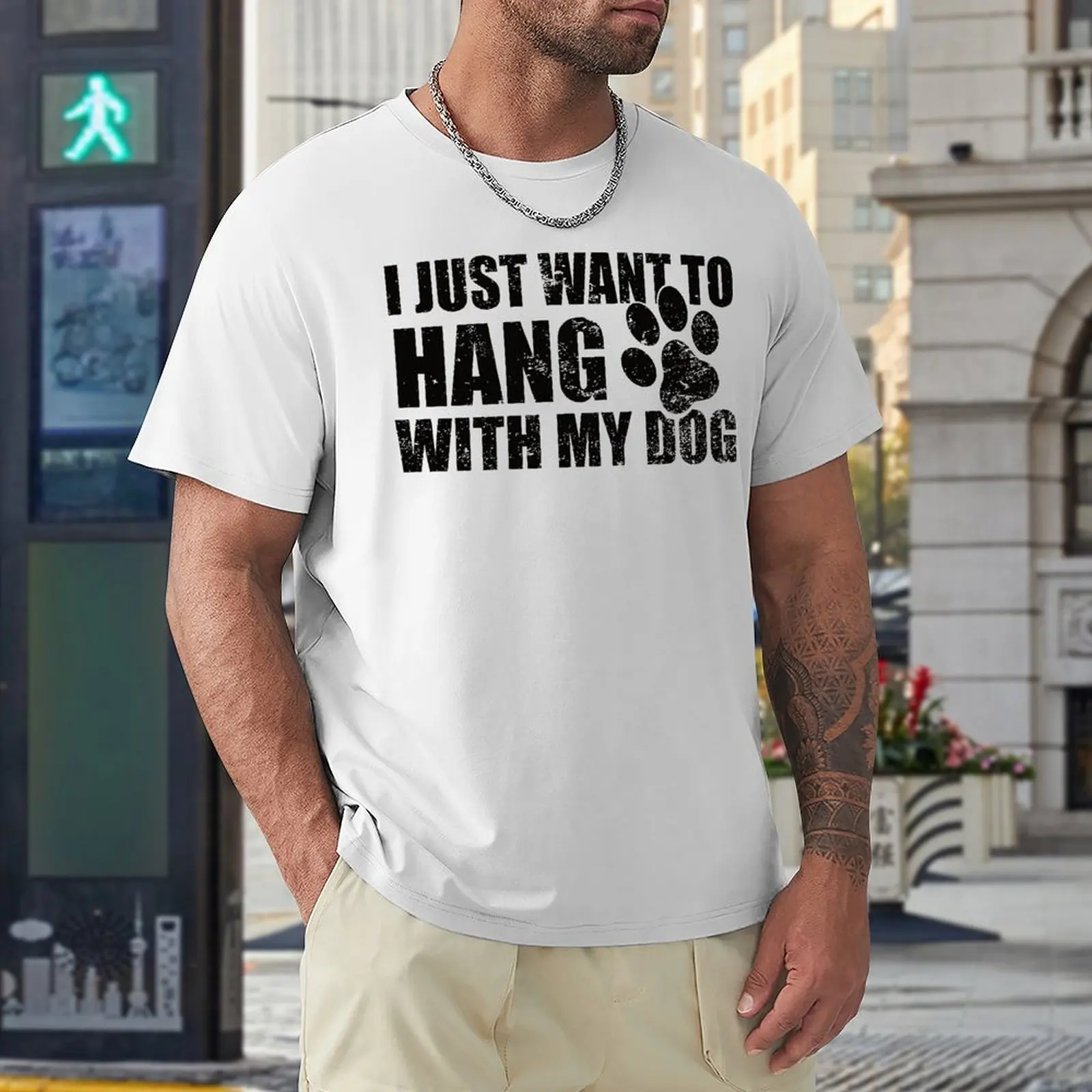 Ich möchte nur mit meinem Hund T-Shirt Rundhals ausschnitt Sport lustige sarkastische T-Shirt Polyester Fitness eur Größe hängen