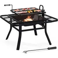 for  38 in. Fire Pit for Outside, Square Wood Burning Firepit Large Steel Fire Pits with Adjustable Cooking Swivel BBQ Grill