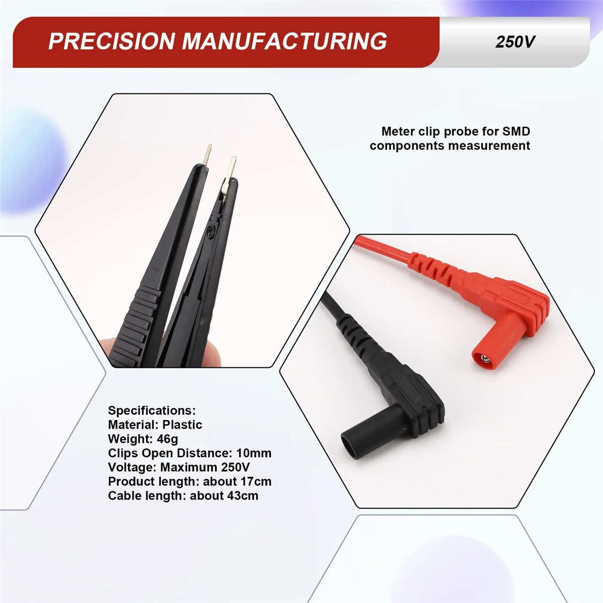 

A48T! SMD Chip Test Clip Meter Lead Probe Multimeter Tweezer Capacitor Resistance