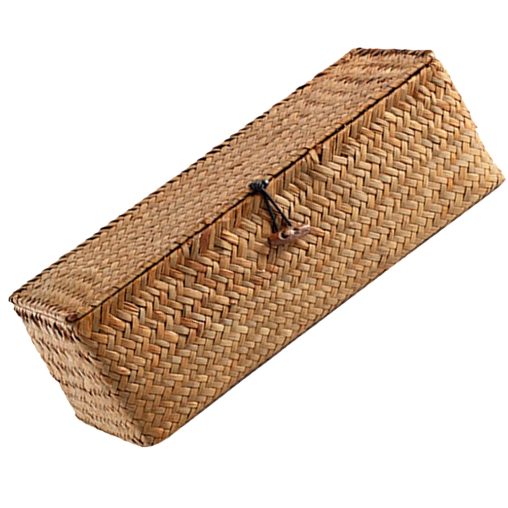 

Straw Woven Basket Large Size Lid Jewelry Tea Set Coffee ganizer ganization Shelf Basket Sugar Holder 3 Cells