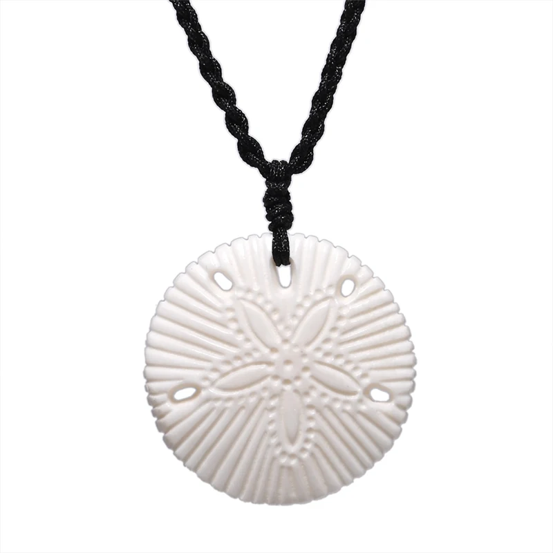 GX137 New Zealand Maori yak bone carving Sand dollar Pendant Handmade Necklace jewelry Primitive tribal totem Amulet Pendant