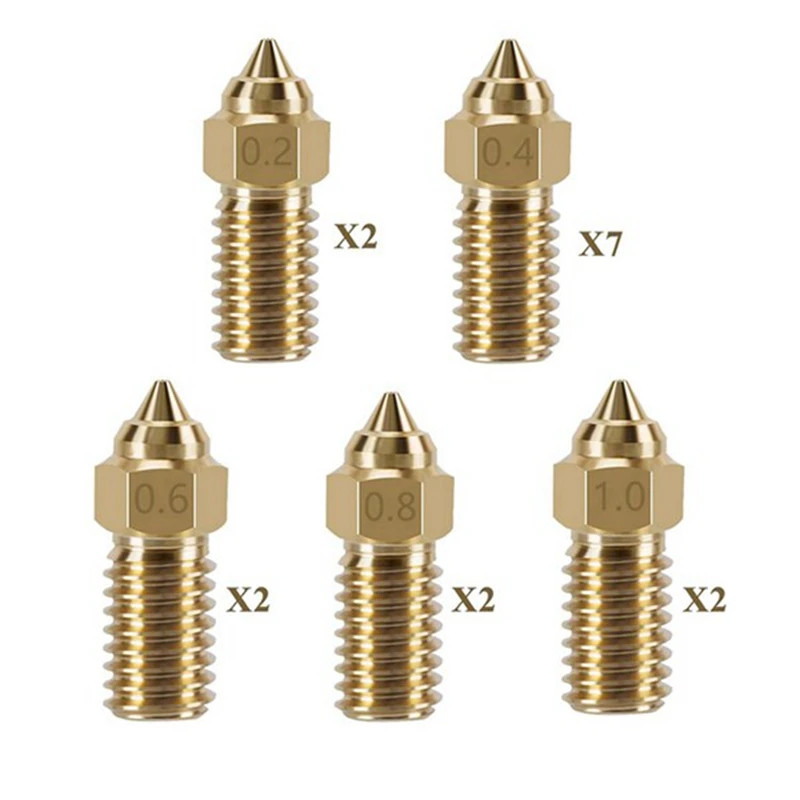 15PCS Barss Nozzles Kit For Neptune 4, 3D Printer 7PCS 0.4Mm And 2PCS 0.2Mm, 0.6Mm, 0.8Mm, 1.0Mm Nozzles Kit