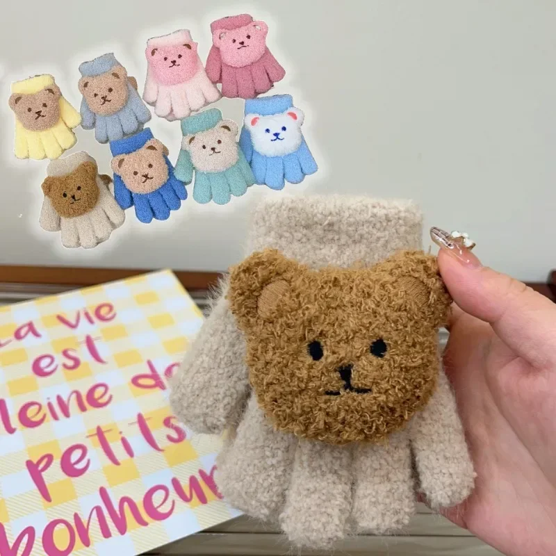 

Cute Cartoon Winter Warm Otudoor Kids Gloves Boys Girls Lovely Bear Gloves Toddler Sweet Autumn Winter Thicken Warm Baby Glove