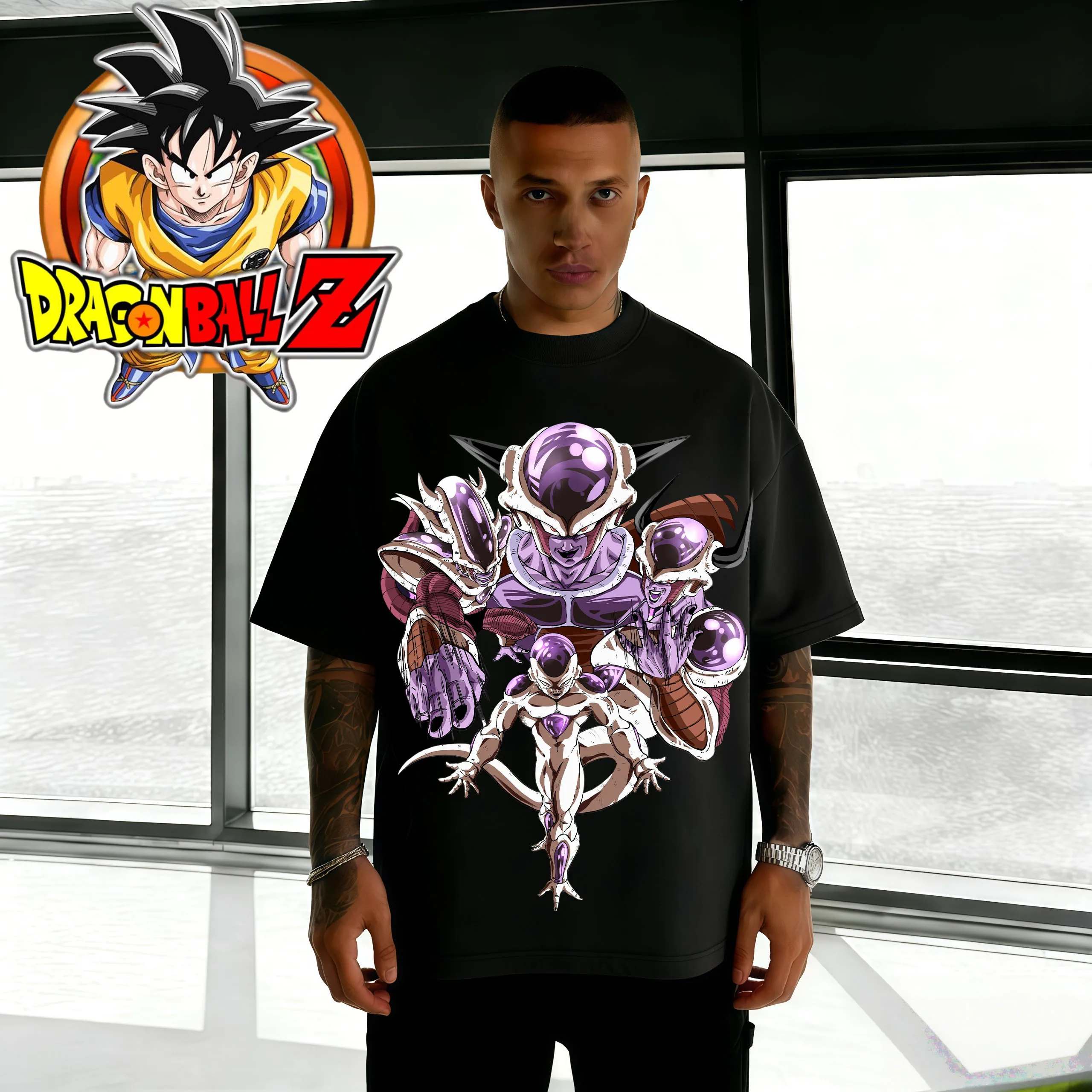 2026 Sommer Dragon Ball Frieza Alle Formen Übergroßes T-Shirt Hochwertige 100% Baumwolle Retro Grafik-Druck Unisex Erwachsene Kinder