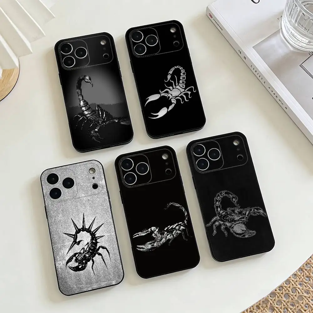 

Edgy Dark Gothic Scorpion Phone Case For iPhone 17,16,15,14,13,12,11 X XR Plus,Soft Silicone Black Cover