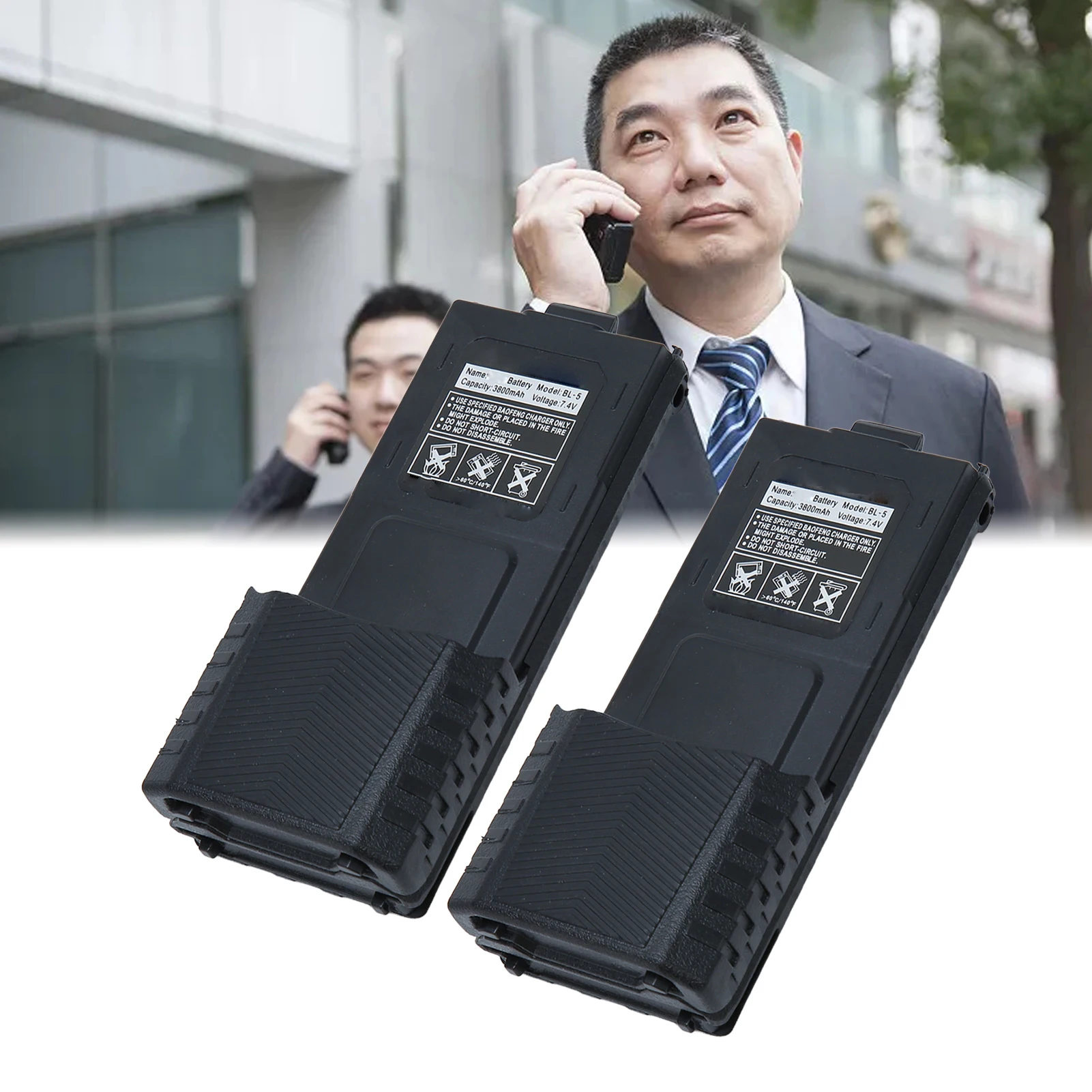 2pcs Walkie Talkie Li Ion Battery 3800mAh Replacement 2 Way Radio Battery for BAOFENG BF UV5R 5RA 5RB 5RC 5RD 5RO 5RE