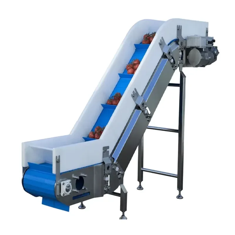 Conveying equipment for vertical and inclined material conveyance in packaging lines