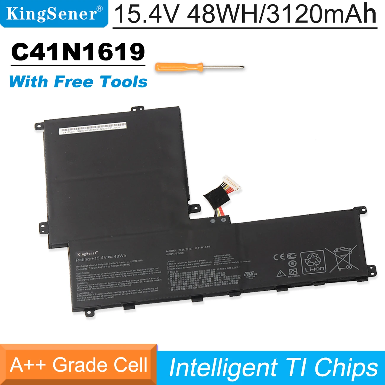 

KingSener C41N1619 Laptop Battery For ASUS Pro B9440 B9440UA B9440FA B9440UA-XS74 B9440UA-XS51 B9440UA7200 B9440UA7500 48WH