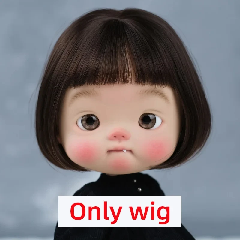 BJD high temperature silk wig for big head, Blyth wig suitable head circumference 25-27cm sister pear flower bangs short hair