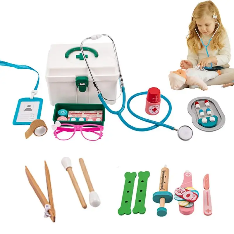 Doctor Kit Pretend Toys Interactive Play Set With Carrying Case Educational Toy Role Playing Games Hospital Accessories For Kids