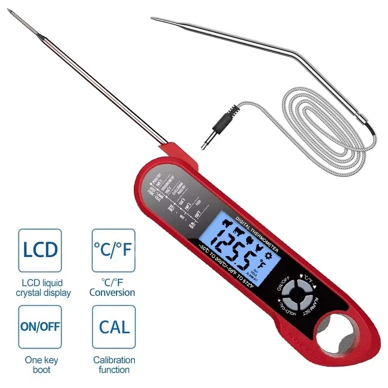 Meat Thermometer Dual-Probe Digital Kitchen Milk Food Cooking Thermometer For Meat Foldable BBQ TP300 Temperature Gauge Tools