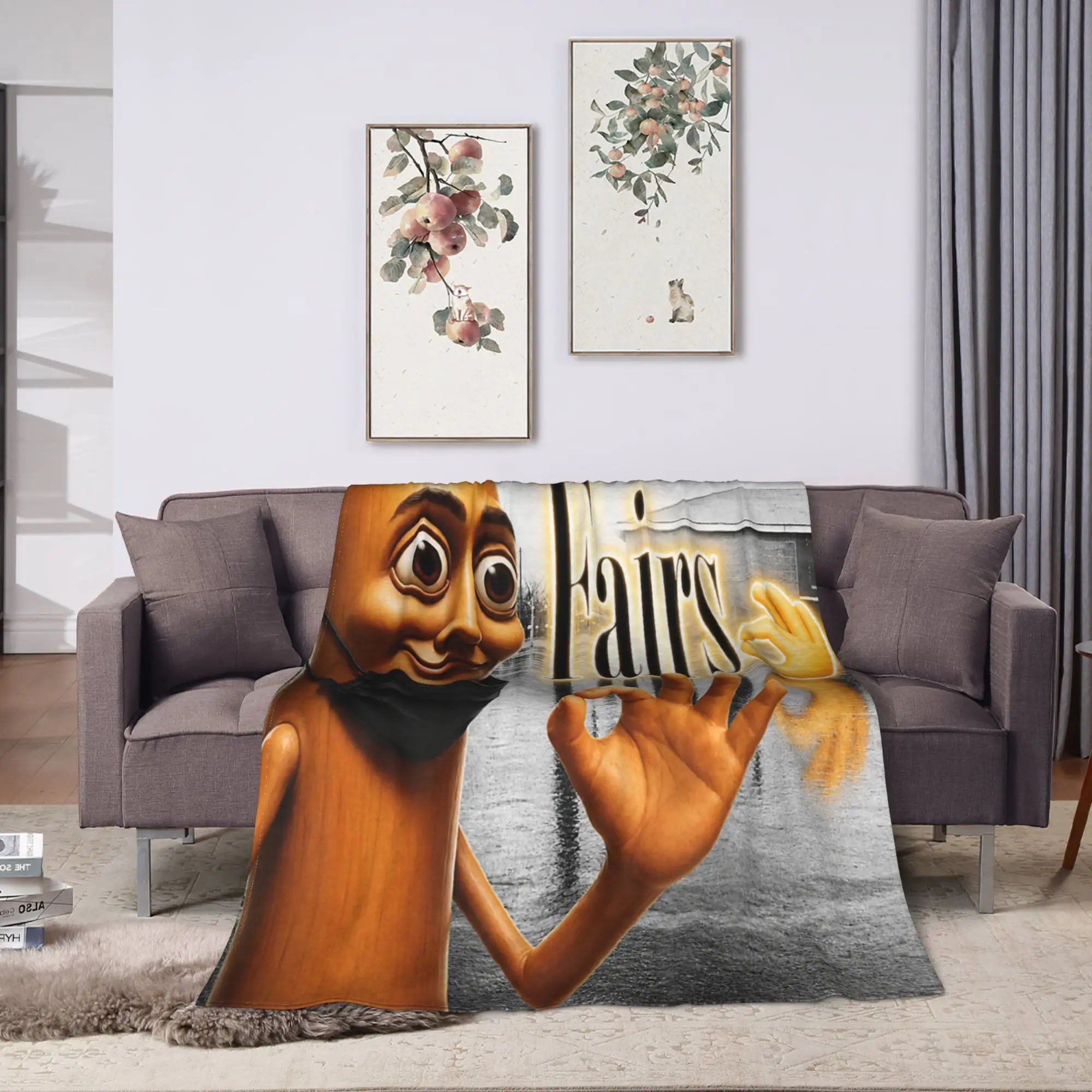 Funny Triple T Tung Sahur Fairs Parody YBG Meme Throw Blanket Cozy Blankets  For Outdoor Camping Flannel Bedspread Bed Cover