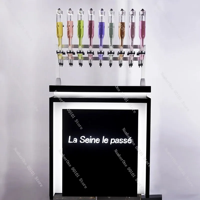 Customized high-end bulk perfume bar perfume sub-packaging display cabinet table metal display stand upside down bottle