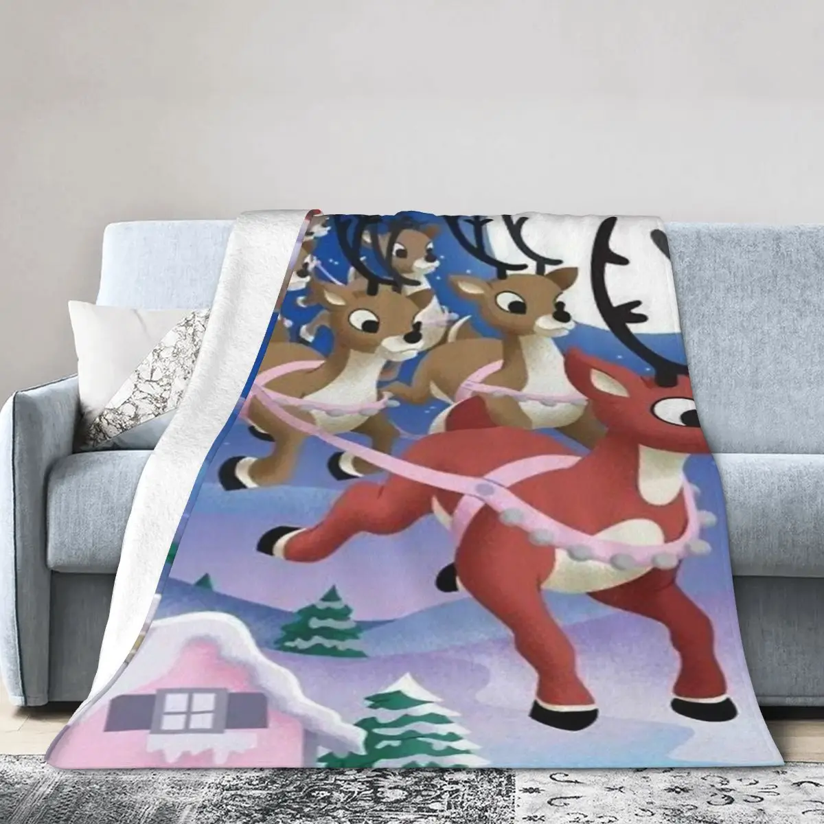 Throw Blanket Rudolph The Rednose Reindeer And Friends Blankets Soft Bedding Warm Plush Blanket for Bed Picnic Travel Home Sofa