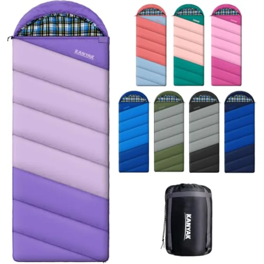 

Спальный мешок из хлопкового фланеля с подкладкой для взрослых и подростков, для холодной и теплой погоды, 3 сезона, легкий, компактный, для кемпинга, необходимое снаряжение