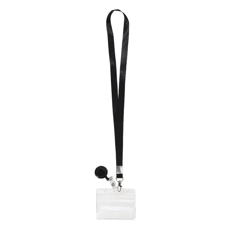 1/2/3PCS PVC ID Card Holder with Retractable Lanyard Snap Hook-Adjustable Badge Reel Neck Strap Fit for Nurses or Other Workers