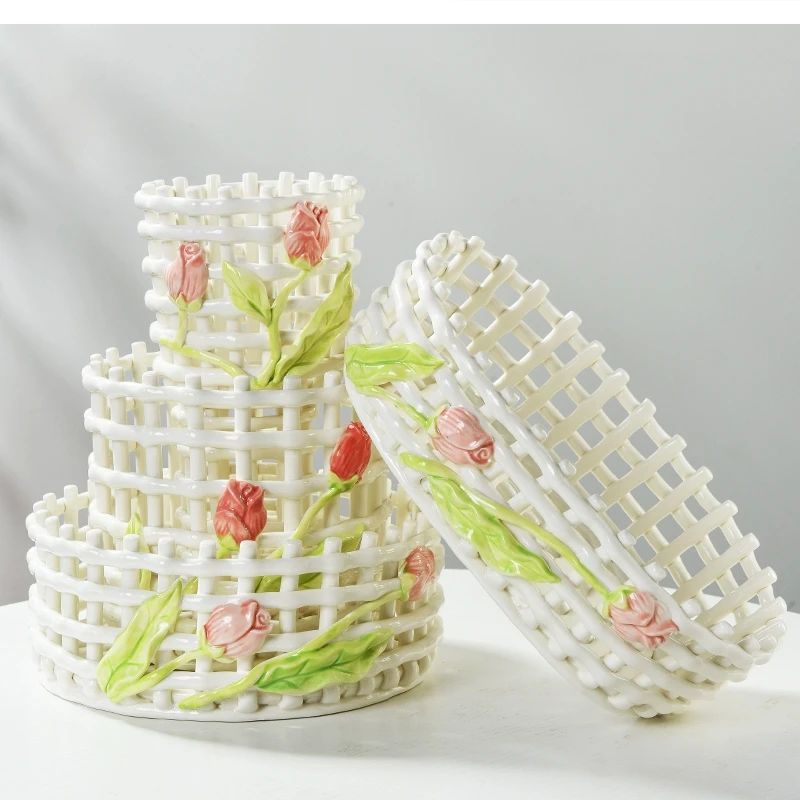 

садовая керамическая корзина для стола, настольные украшения для хранения