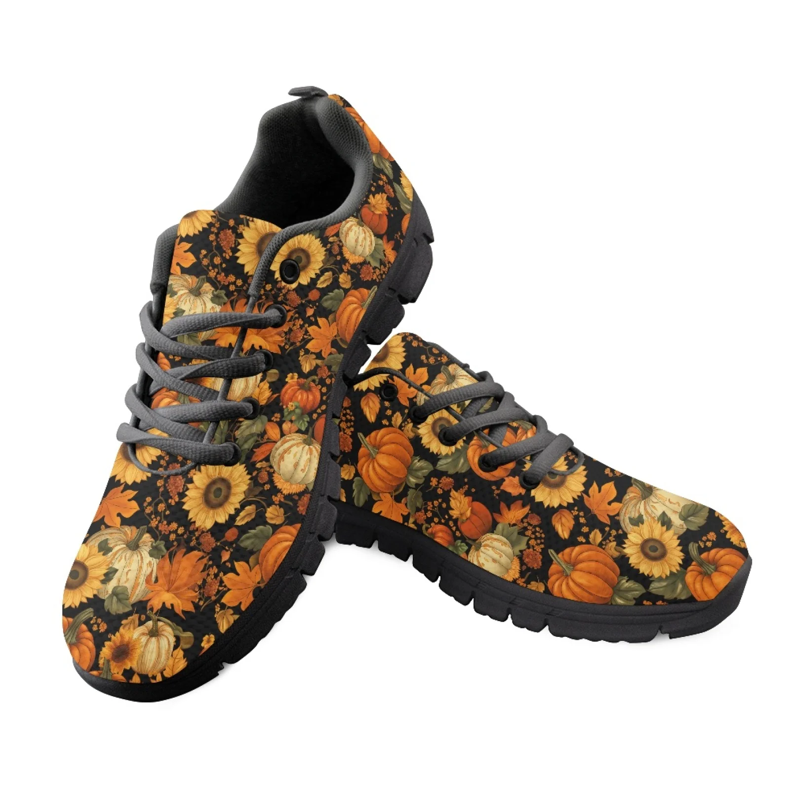 Coloranimal Sunflower Men Fashion Athletic Work Shoes for Nurses and Teachers Cushion Hiking Shoes for Travel