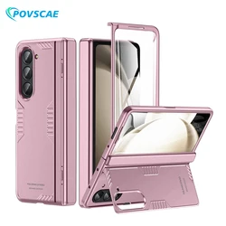 for Samsung Galaxy Z Fold 5 Case Hinge Protection with Hidden Kickstand Screen Protector Full-Body Rugged Shockproof Phone Cover