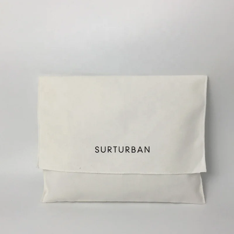 Custom white pouch envelope canvas fabric dust bag wholesale custom ring pouch packaging for earring